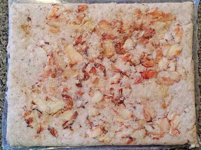 chilean crab meat fancy pack 20/80 8x5 pound A photograph of Chilean crab meat fancy pack 20/80 5 pound pillow pack.